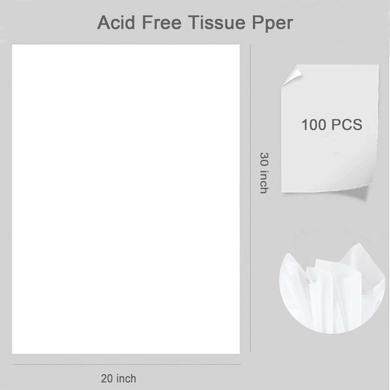 Beyoslf 100 Sheets 20" x 30" Acid Free Archival Tissue Paper for Storage, Acid-Free Wrapping Tissue Paper White Unbuffered No Lignin for Long-Term Packaging Storing Clothes Textile Present Wrap - Image 2